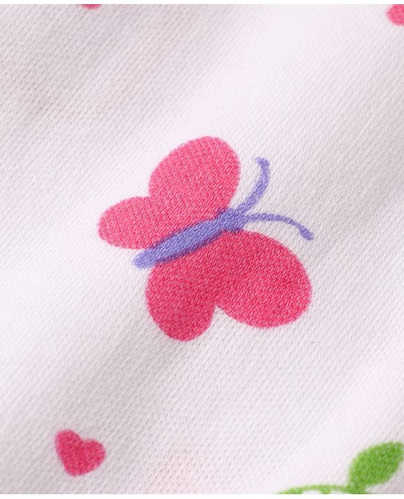 Babyhug 100% Cotton Interlock Knit Full Length Romper with Floral Print Pack of 2 - White & Purple