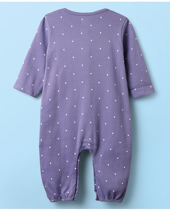 Babyhug 100% Cotton Interlock Knit Full Length Romper with Floral Print Pack of 2 - White & Purple