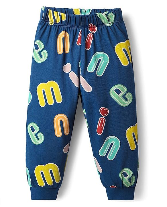 Babyhug Disney Single Jersey Knit Full Sleeves Night Suit with Minnie Mouse Graphics - Navy Blue