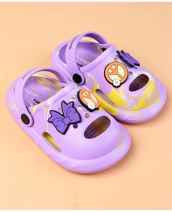 Cute Walk by Babyhug Clogs With Butterfly Applique - Purple
