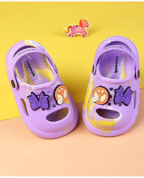 Cute Walk by Babyhug Clogs With Butterfly Applique - Purple