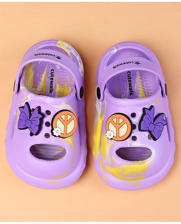 Cute Walk by Babyhug Clogs With Butterfly Applique - Purple