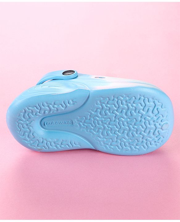 Cute Walk by Babyhug Clogs with Floral & Unicorn Applique & Back Strap - Blue