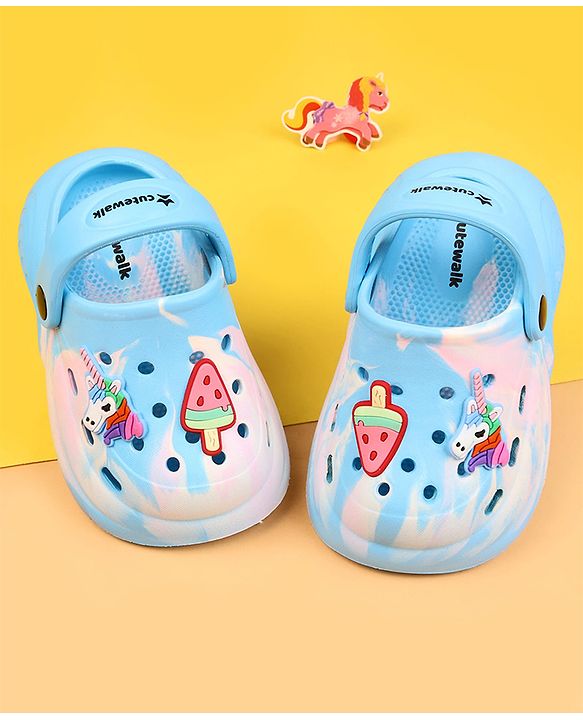 Cute Walk by Babyhug Clogs with Back Strap & Applique - Light Blue