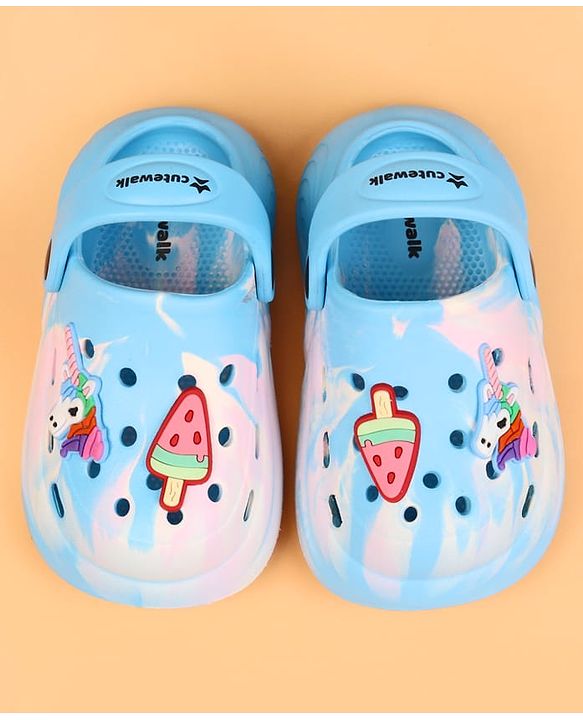 Cute Walk by Babyhug Clogs with Back Strap & Applique - Light Blue