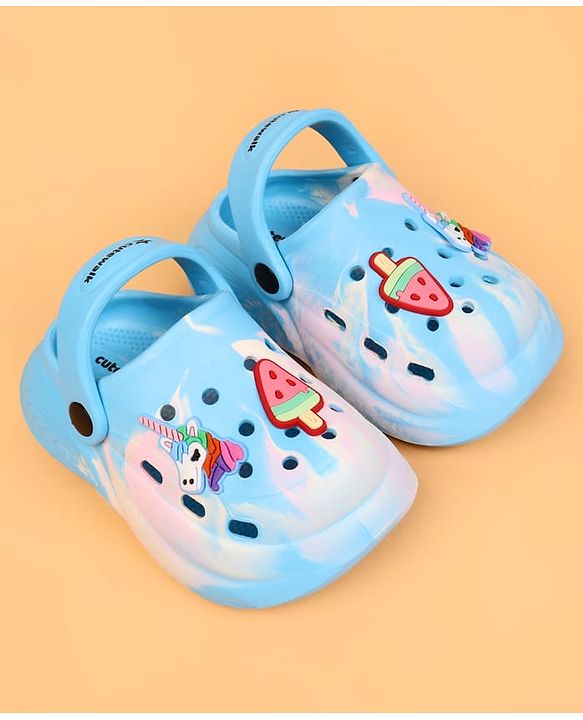 Cute Walk by Babyhug Clogs with Back Strap & Applique - Light Blue