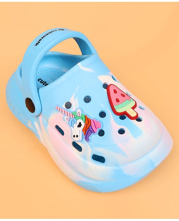 Cute Walk by Babyhug Clogs with Back Strap & Applique - Light Blue