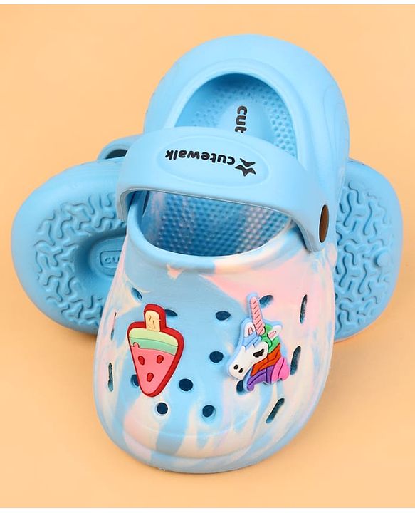 Cute Walk by Babyhug Clogs with Back Strap & Applique - Light Blue