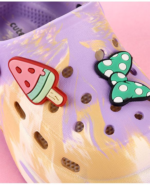Cute Walk by Babyhug Clogs with Bow Applique & Back Strap - Purple