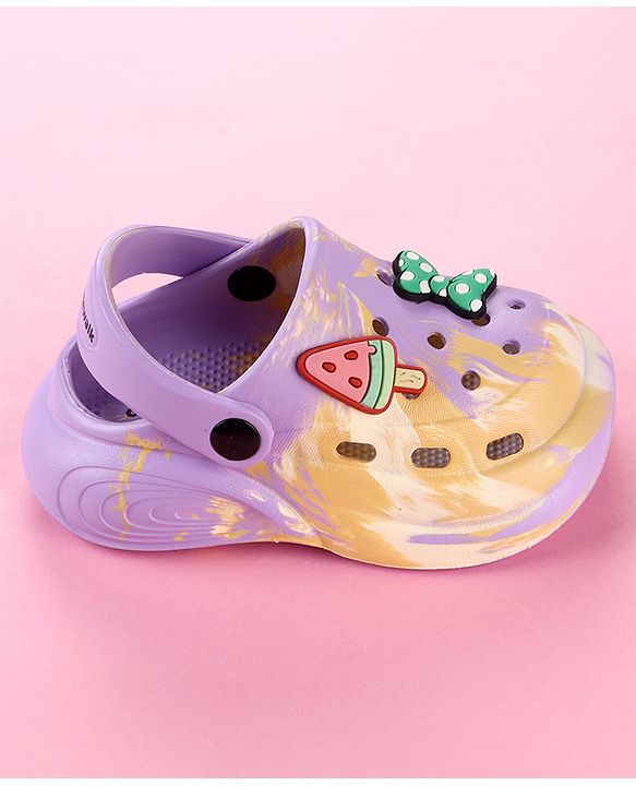 Cute Walk by Babyhug Clogs with Bow Applique & Back Strap - Purple