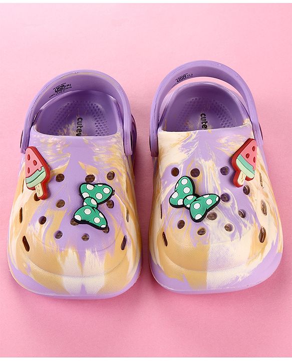 Cute Walk by Babyhug Clogs with Bow Applique & Back Strap - Purple