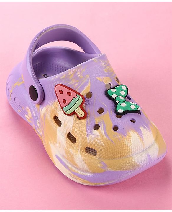 Cute Walk by Babyhug Clogs with Bow Applique & Back Strap - Purple