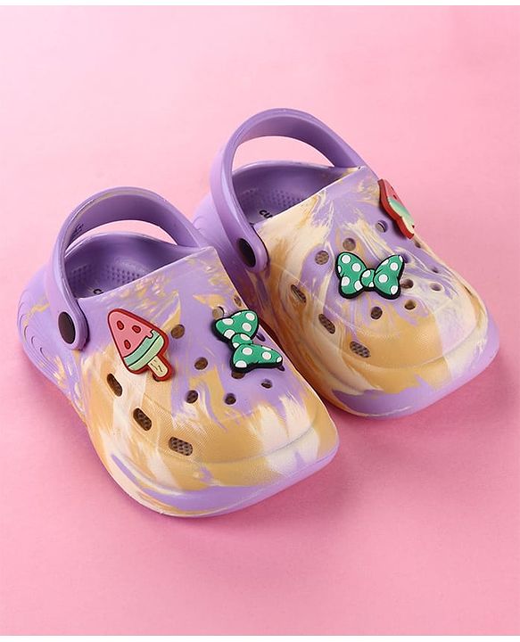 Cute Walk by Babyhug Clogs with Bow Applique & Back Strap - Purple
