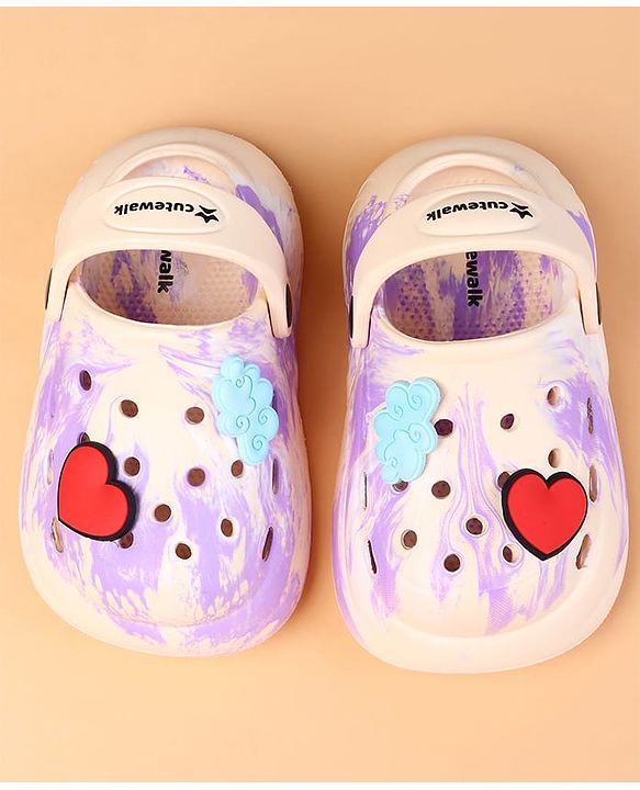 Cute Walk by Babyhug Clogs With Heart Applique - Purple