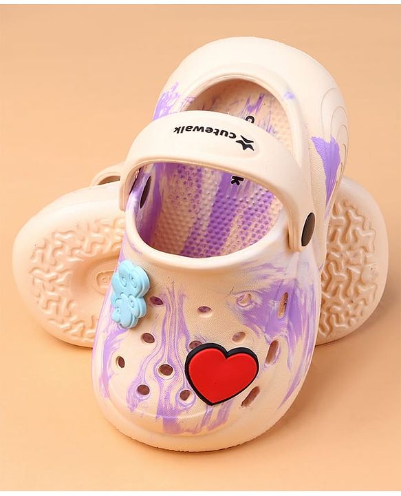 Cute Walk by Babyhug Clogs With Heart Applique - Purple