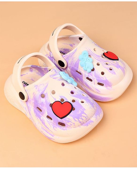 Cute Walk by Babyhug Clogs With Heart Applique - Purple