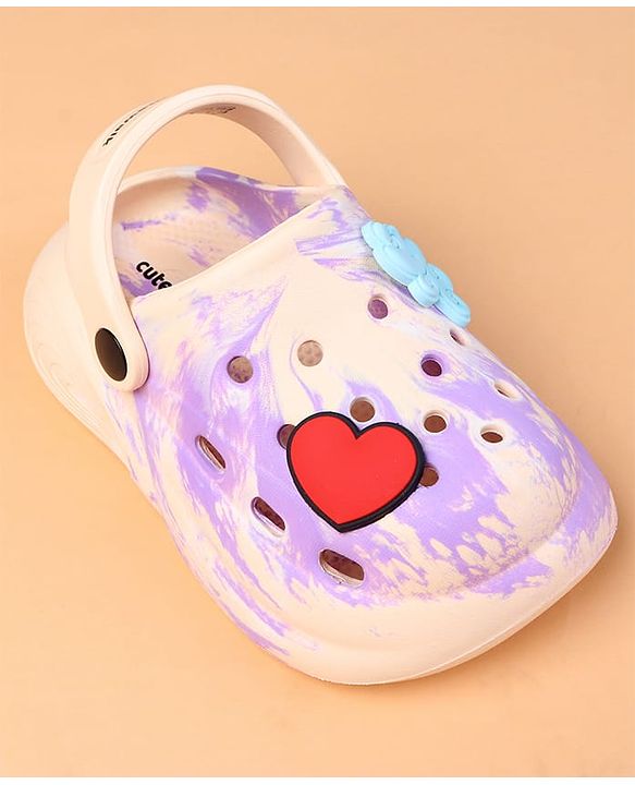 Cute Walk by Babyhug Clogs With Heart Applique - Purple