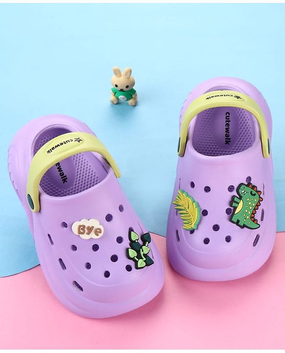 Cute Walk by Babyhug Clogs with Dino Applique & Back Strap - Purple