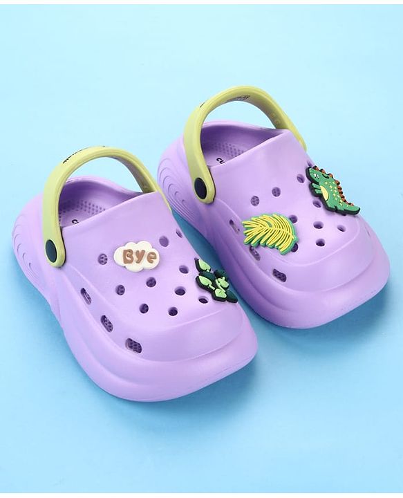 Cute Walk by Babyhug Clogs with Dino Applique & Back Strap - Purple