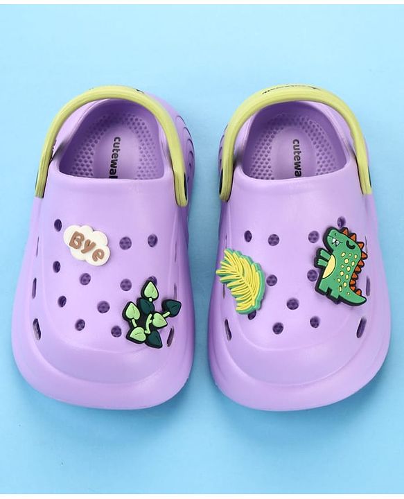Cute Walk by Babyhug Clogs with Dino Applique & Back Strap - Purple