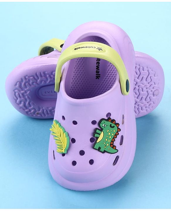 Cute Walk by Babyhug Clogs with Dino Applique & Back Strap - Purple