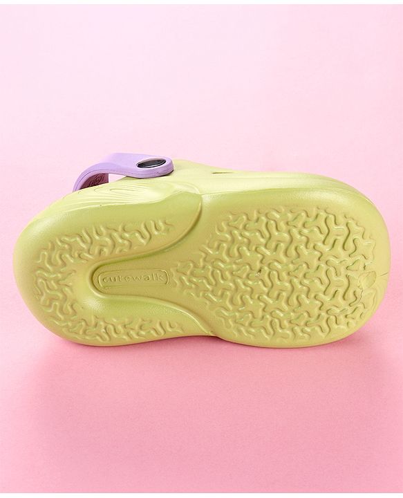 Cute Walk by Babyhug Clogs with Butterfly Applique & Back Strap - Lime Green