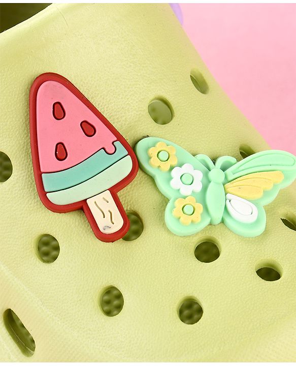 Cute Walk by Babyhug Clogs with Butterfly Applique & Back Strap - Lime Green