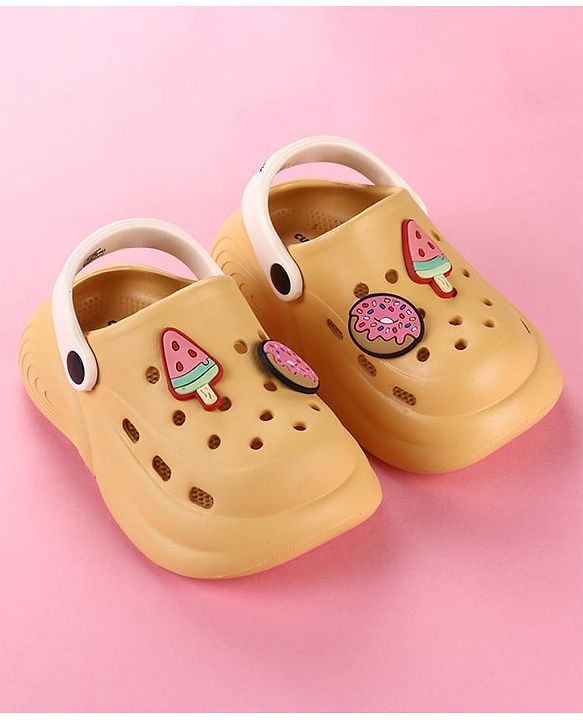 Cute Walk by Babyhug Clogs with Popsicle Applique & Back Strap - Mustard