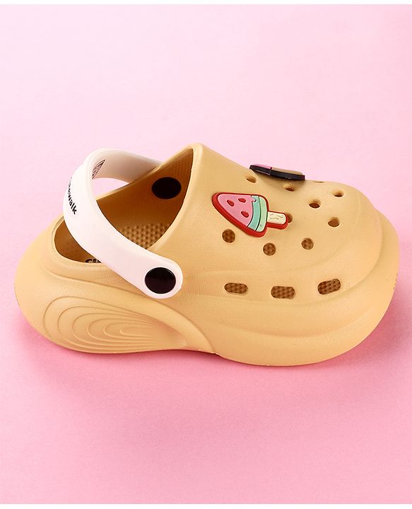 Cute Walk by Babyhug Clogs with Popsicle Applique & Back Strap - Mustard