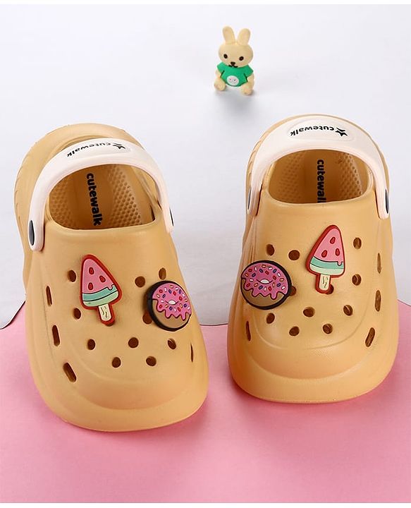 Cute Walk by Babyhug Clogs with Popsicle Applique & Back Strap - Mustard