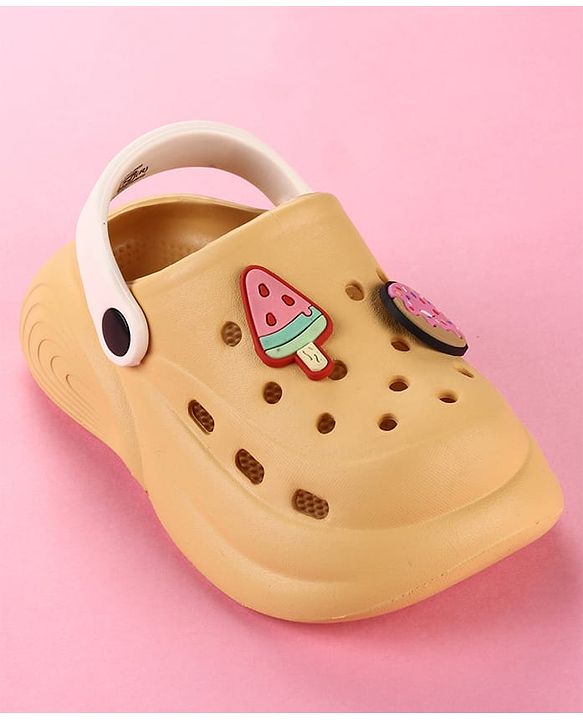 Cute Walk by Babyhug Clogs with Popsicle Applique & Back Strap - Mustard