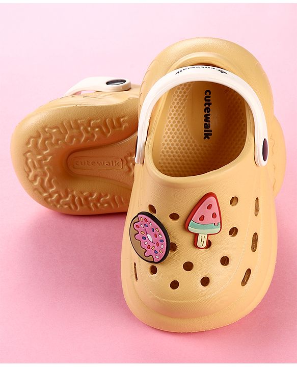 Cute Walk by Babyhug Clogs with Popsicle Applique & Back Strap - Mustard