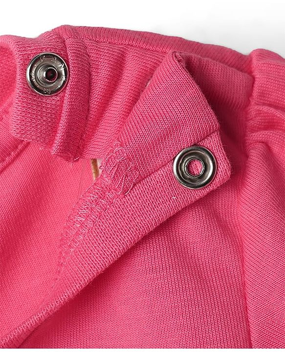 Babyhug Cotton Knit Half Sleeves Shorts Night Suit with Bear & Star Print - Pink