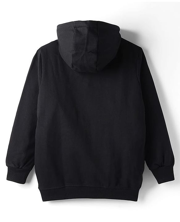 Pine Kids Cotton Knit Full Sleeves Hooded Sweatshirt With Tiger Print - Black