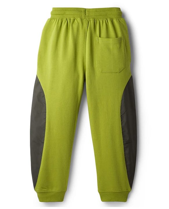 Pine Kids Knit Full Length Cut & Sew Lounge Pant with Text Print - Olive Green