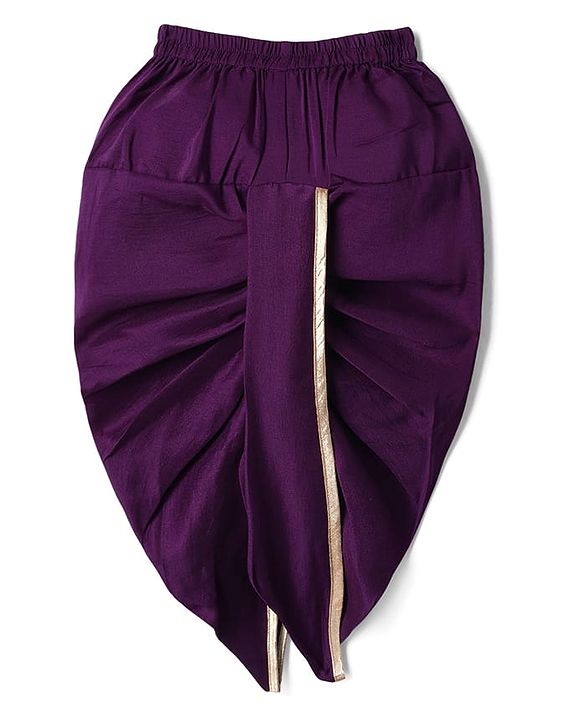 Babyhug Woven Full Sleeves Kurta & Dhoti Set with Floral Embroidery - Purple