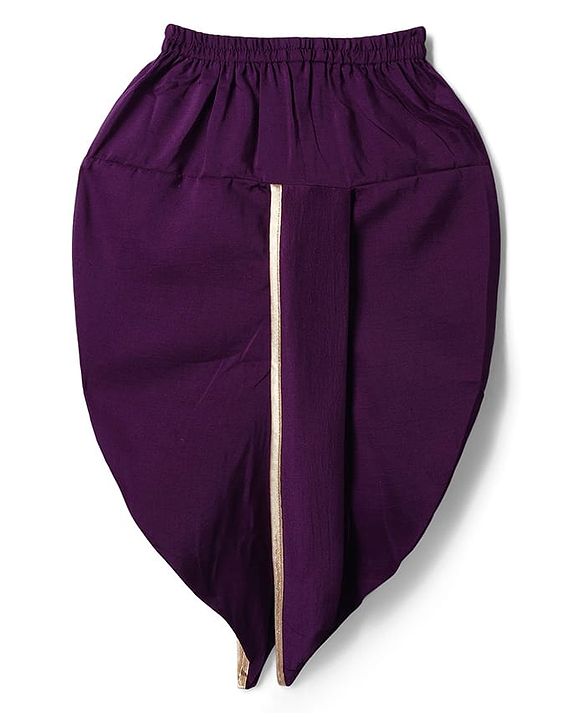 Babyhug Woven Full Sleeves Kurta & Dhoti Set with Floral Embroidery - Purple
