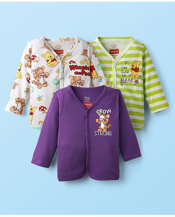 Babyhug Disney Single Jersey Knit Dungaree & Full Sleeves T-Shirt With Winnie The Pooh Graphics & Pocket Detailing - Blue & Red main image 0