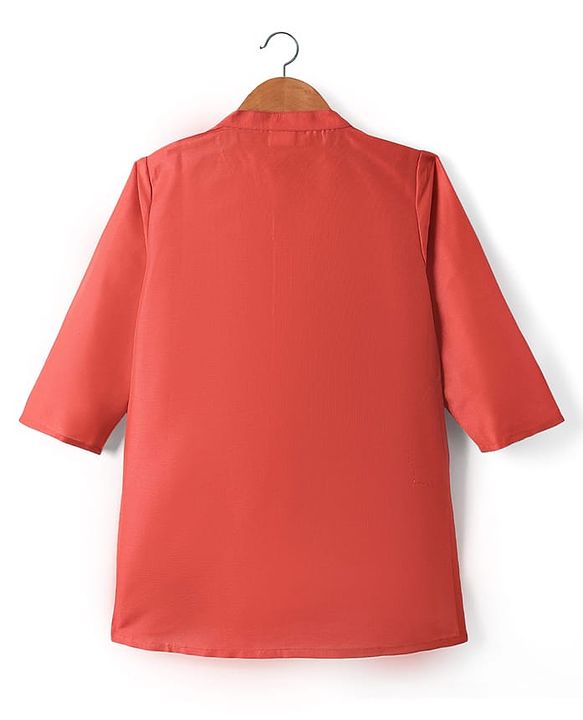 Babyhug Woven Full Sleeves Kurta Pyjama Set with  Embroidered Waistcoat - Red