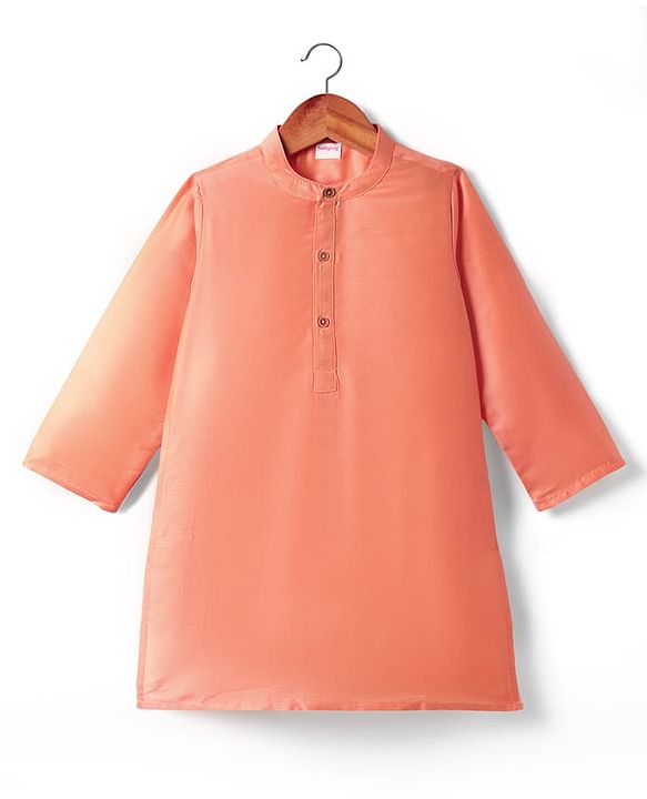 Babyhug Woven Full Sleeves Kurta Pyjama Set with Floral Embroidered Waistcoat - Peach