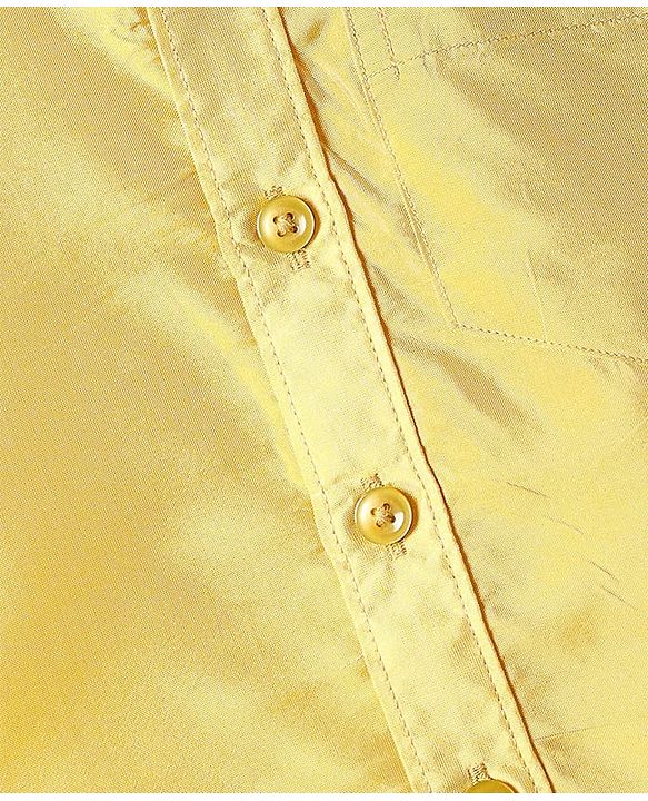 Babyhug Woven Half Sleeves Jacquard Shirt & Mundu Set - Golden