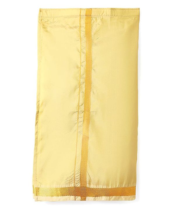 Babyhug Woven Half Sleeves Jacquard Shirt & Mundu Set - Golden