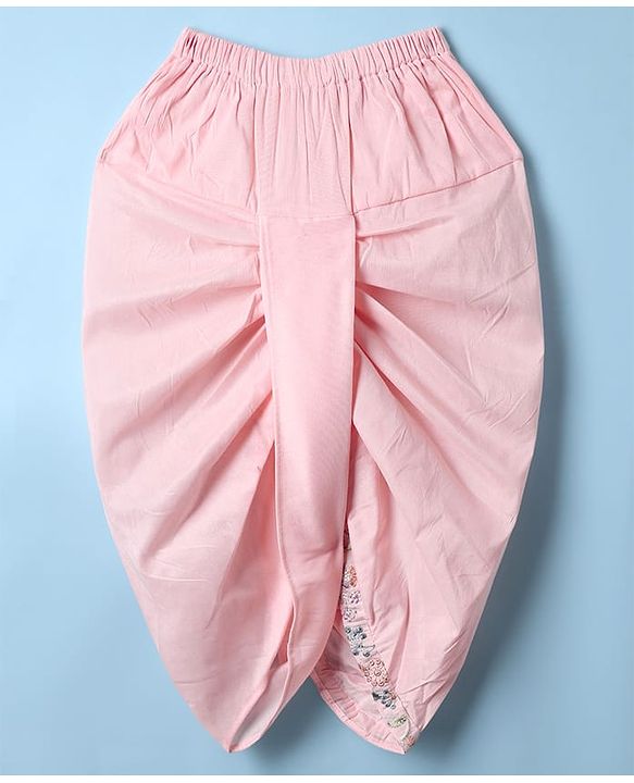 Babyhug Woven Full Sleeves Kurta Dhoti Set with Floral Embroidered Waistcoat - Pink