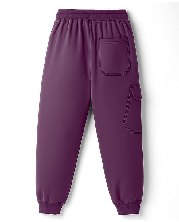 Pine Kids Knit Full Length Lounge Pant With Text Print - Plum