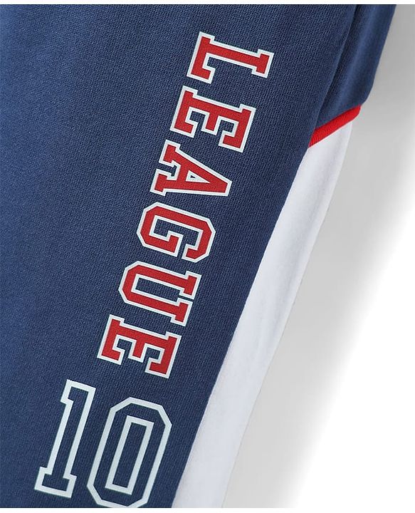 Babyhug Cotton Terry Knit Full Length Lounge Pants with League 10 Print - Navy Blue