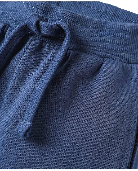 Babyhug Cotton Terry Knit Full Length Lounge Pants with League 10 Print - Navy Blue
