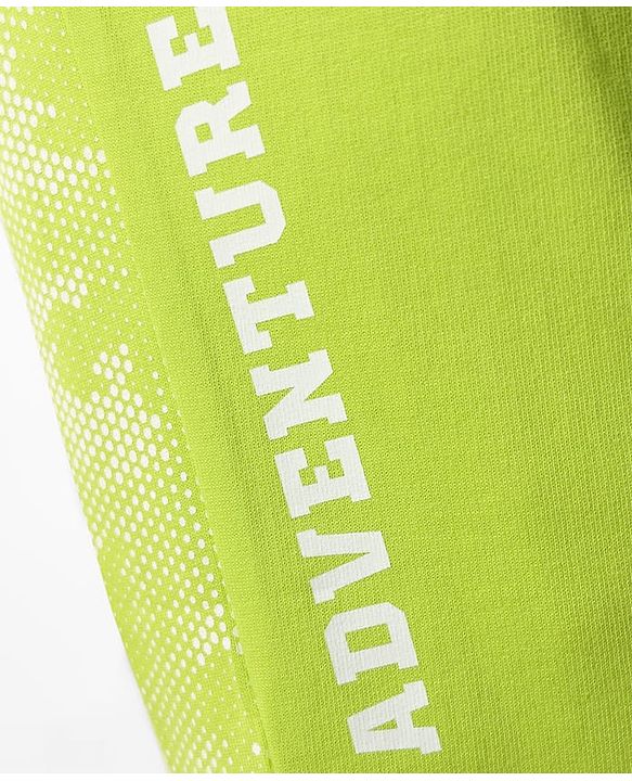 Babyhug Cotton Terry Knit Full Length Lounge Pants with Adventure Print & Cut & Sew Design - Limegreen
