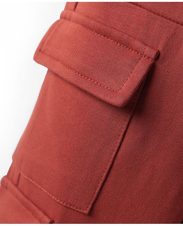 Babyhug Cotton Terry Knit Full Length Lounge Pants with Badge & NYC Print - Maroon
