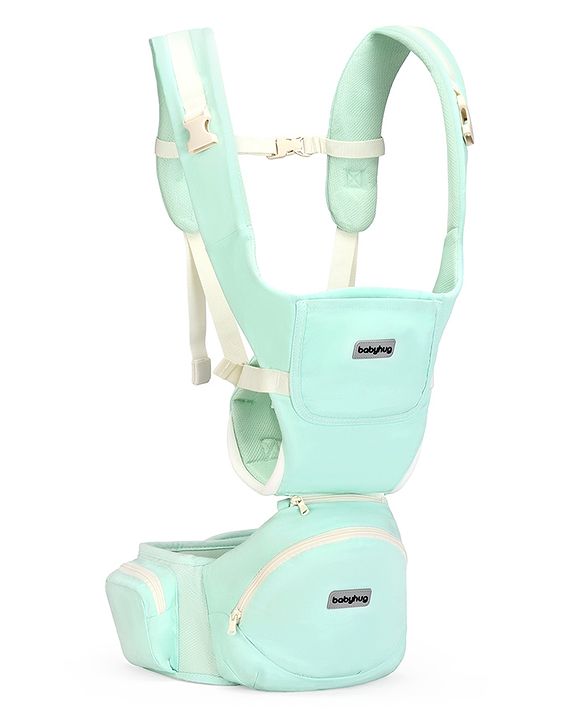Babyhug Snuggle Bloom 8 in 1 Baby Carrier with Hip Seat - Sea Green| Ideal for Carrying 3.6-15 kg Babies Aged 5-36 months| Optimal Weight Distribution| Adjustable Safety Buckle| Breathable Fabric