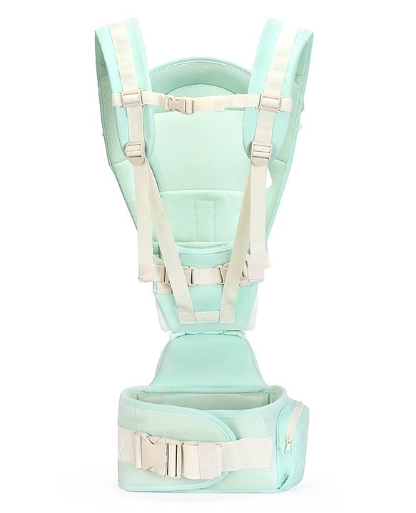 Babyhug Snuggle Bloom 8 in 1 Baby Carrier with Hip Seat - Sea Green| Ideal for Carrying 3.6-15 kg Babies Aged 5-36 months| Optimal Weight Distribution| Adjustable Safety Buckle| Breathable Fabric